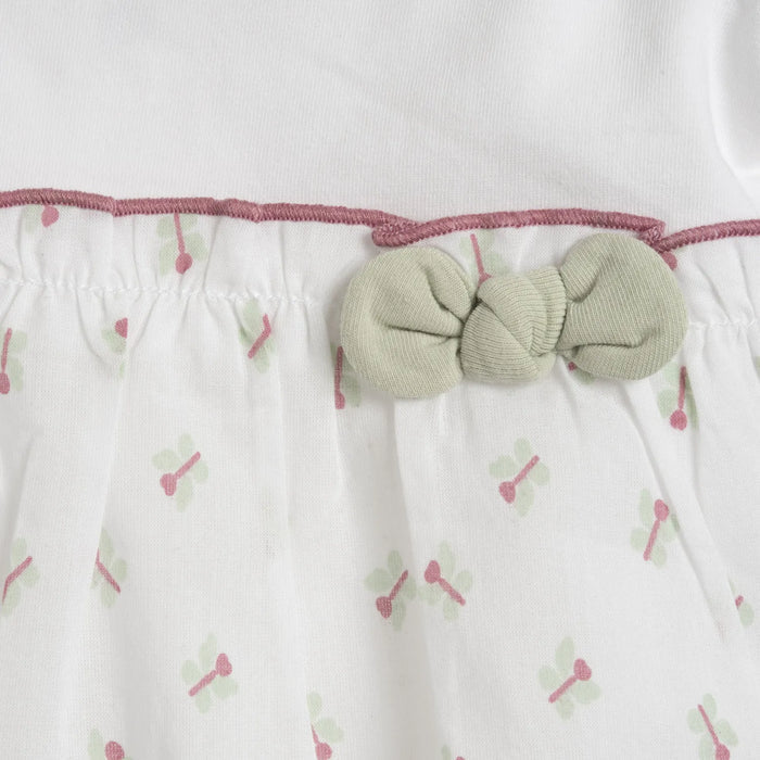 Girls White Self Design Back Opening Babysuit