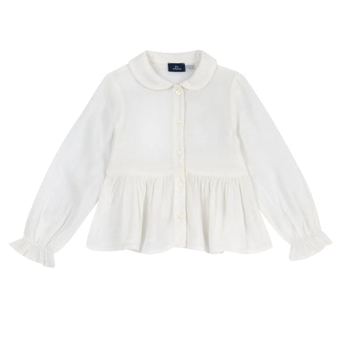 Girls White Solid Long Sleeve Top