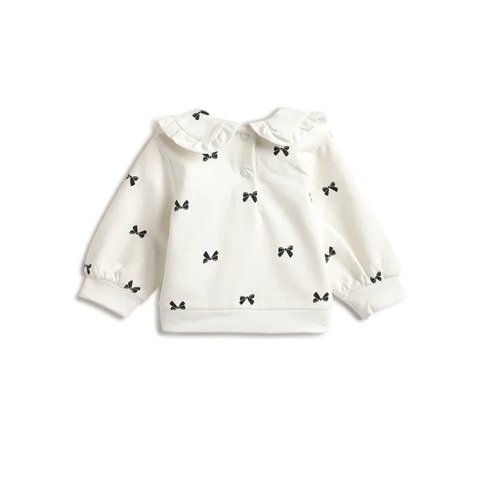 Girls White Sweatshirt with Printed Leggings