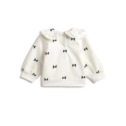 Girls White Sweatshirt with Printed Leggings