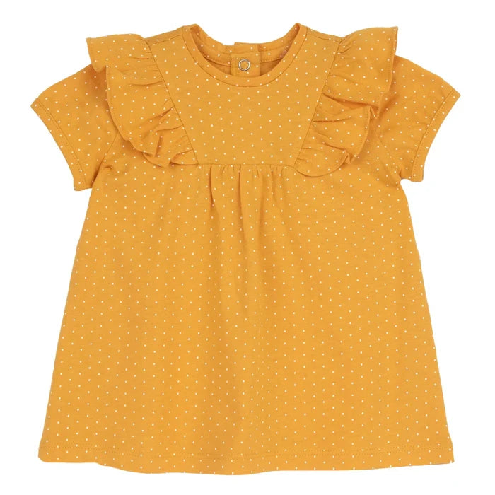 Girls Yellow Polka Dot Printed Dress