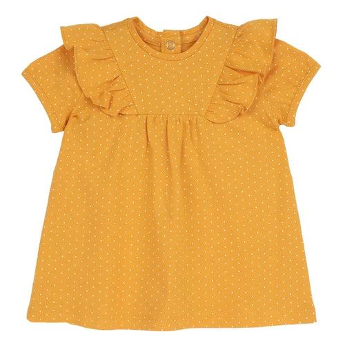 Girls Yellow Polka Dot Printed Dress