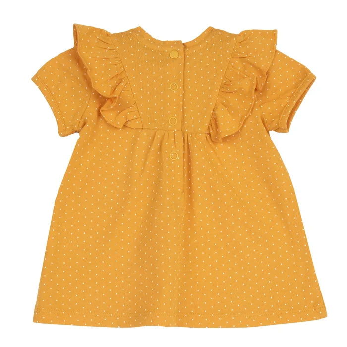 Girls Yellow Polka Dot Printed Dress