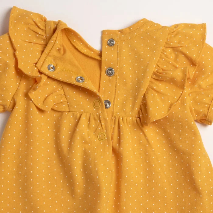 Girls Yellow Polka Dot Printed Dress
