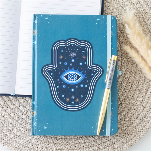 Hand of Hamsa A5 Notebook with Crystal Chip Pen 🇬🇧