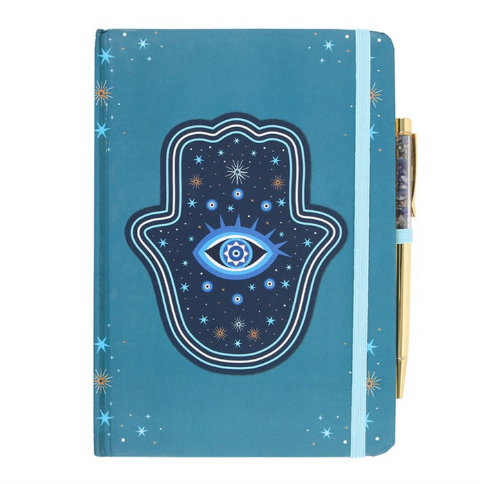 Hand of Hamsa A5 Notebook with Crystal Chip Pen 🇬🇧