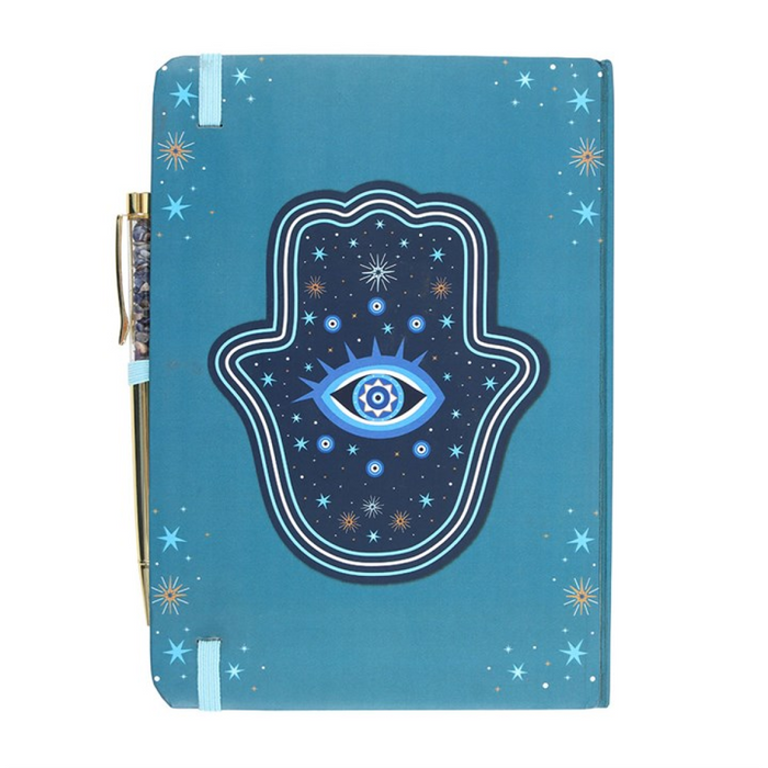Hand of Hamsa A5 Notebook with Crystal Chip Pen 🇬🇧