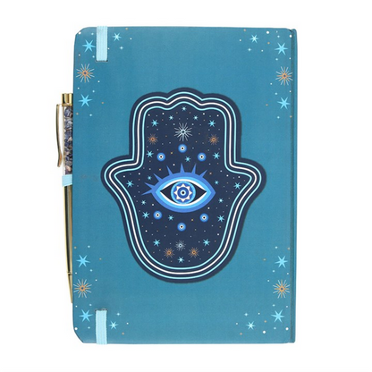 Hand of Hamsa A5 Notebook with Crystal Chip Pen 🇬🇧