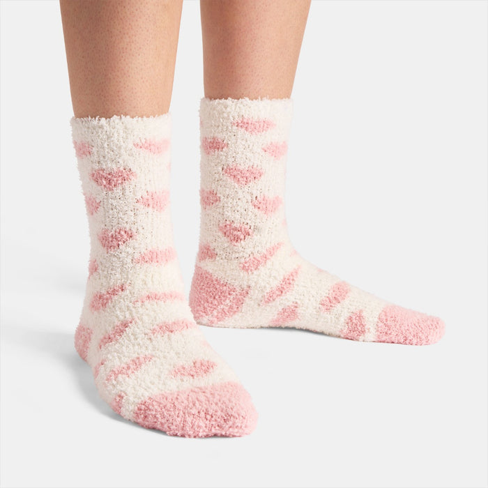 Heart Fluffy Fleece Socks, Blush - 3 Pack 🇬🇧