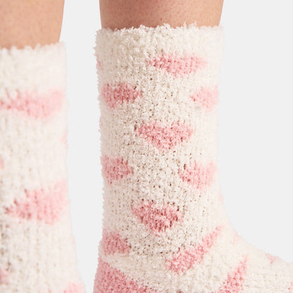 Heart Fluffy Fleece Socks, Blush - 3 Pack 🇬🇧