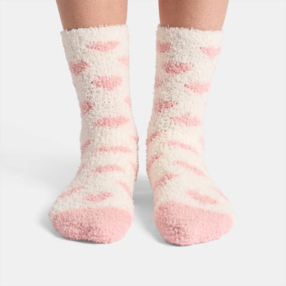 Heart Fluffy Fleece Socks, Blush - 3 Pack 🇬🇧