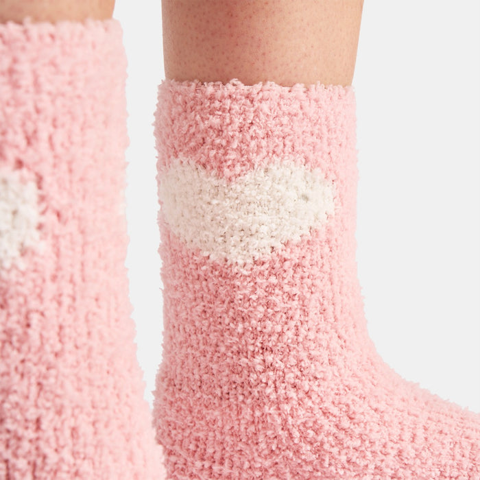 Heart Fluffy Fleece Socks, Blush - 3 Pack 🇬🇧