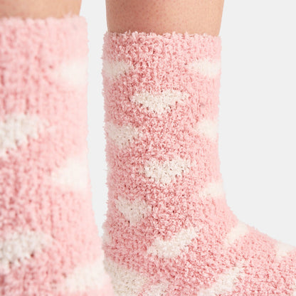 Heart Fluffy Fleece Socks, Blush - 3 Pack 🇬🇧