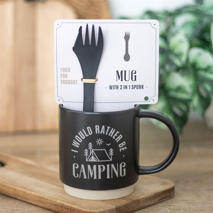 I Would Rather Be Camping Mug with 3-in-1 Spork 🇬🇧