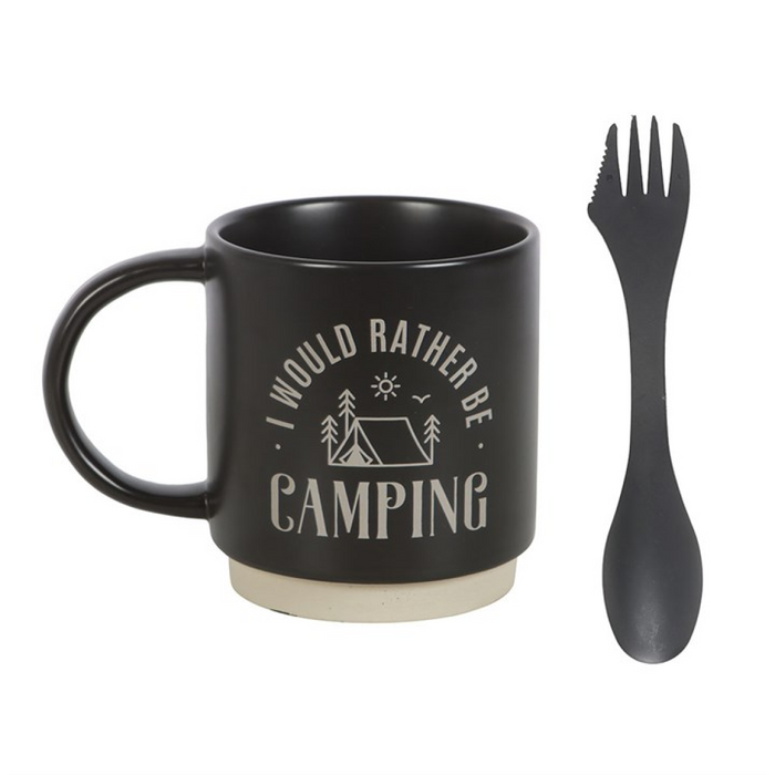 I Would Rather Be Camping Mug with 3-in-1 Spork 🇬🇧