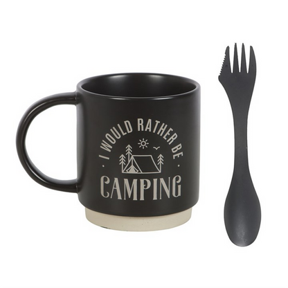 I Would Rather Be Camping Mug with 3-in-1 Spork 🇬🇧