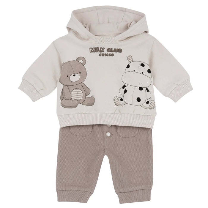Infants Dark Natural Printed Sweatshirt with Long Trouser