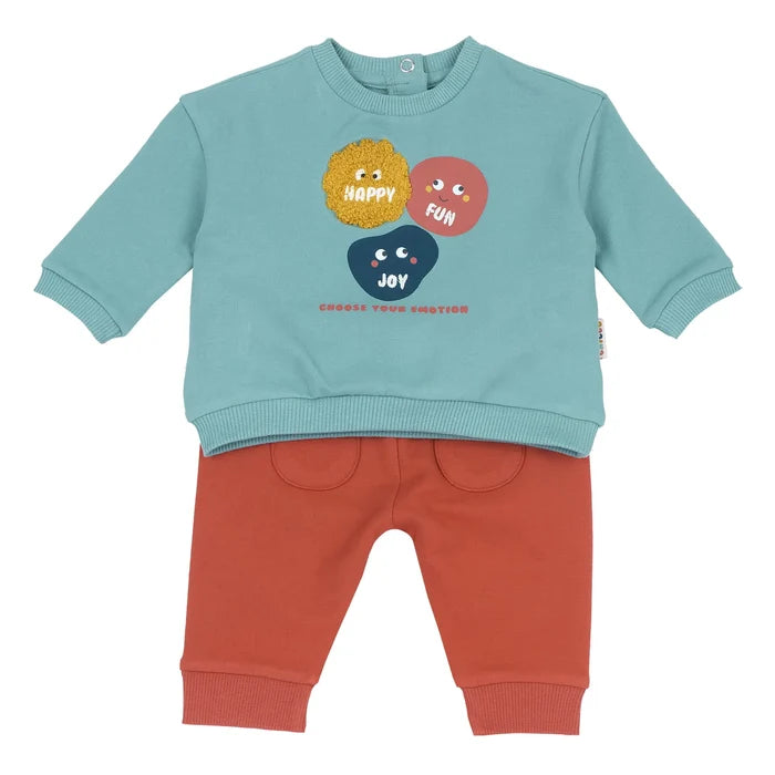 Infants Medium Green Embroidered Sweatshirt with Trouser