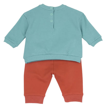 Infants Medium Green Embroidered Sweatshirt with Trouser