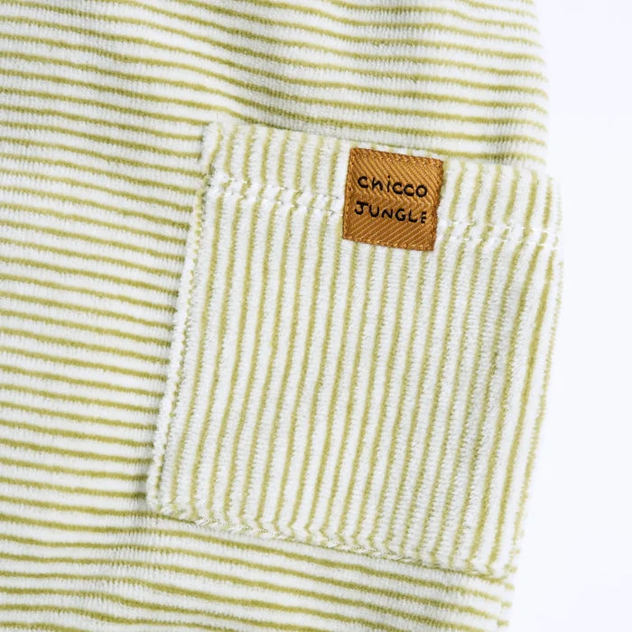 Infants White & Green Embroidered Nappy Opening Babysuit