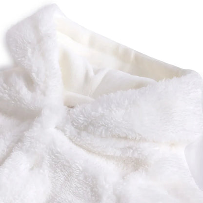 Infants White Hooded Front Opening Babysuit