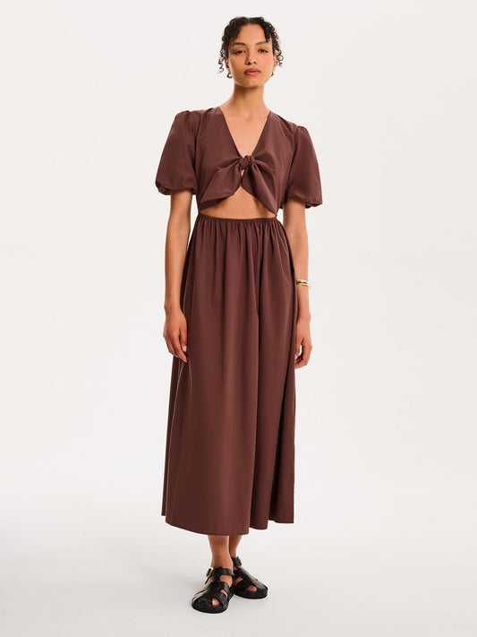 Joy Midi Dress in Chocolate