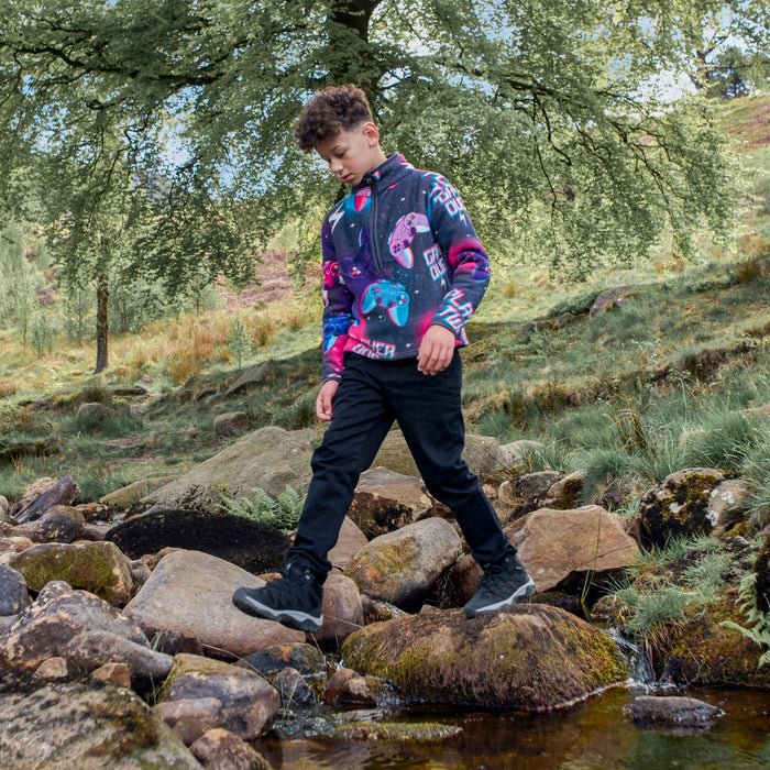 Kids Neon Gaming Print Half Zip Fleece - Purple 🇬🇧