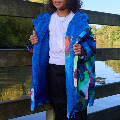 Kids Water Resistant Football Sherpa Drying Robe - Neon 🇬🇧