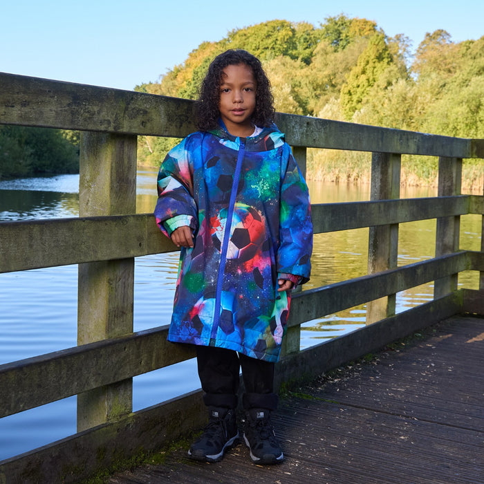 Kids Water Resistant Football Sherpa Drying Robe - Neon 🇬🇧