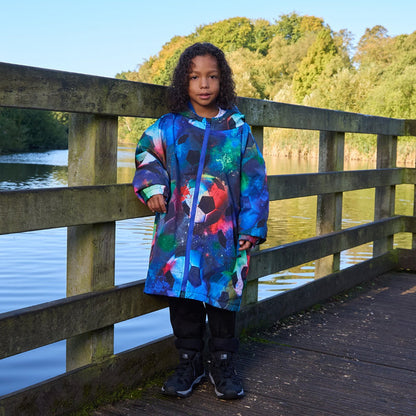 Kids Water Resistant Football Sherpa Drying Robe - Neon 🇬🇧