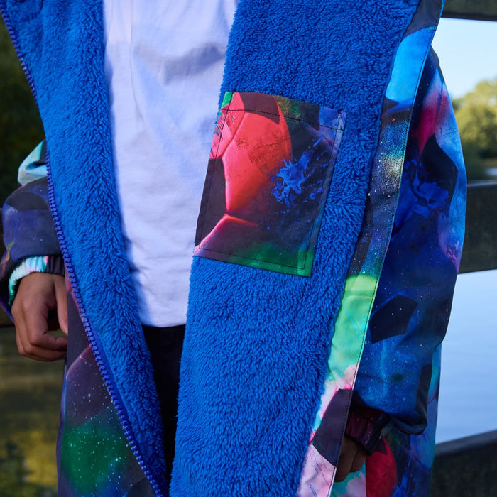 Kids Water Resistant Football Sherpa Drying Robe - Neon 🇬🇧