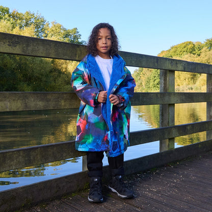 Kids Water Resistant Football Sherpa Drying Robe - Neon 🇬🇧