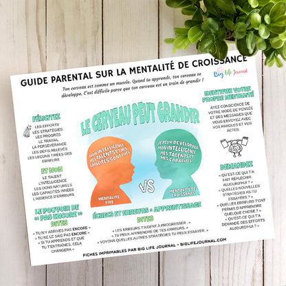 Kit PDF de fiches imprimables pour développer une mentalité de croissance (5-11 ans)