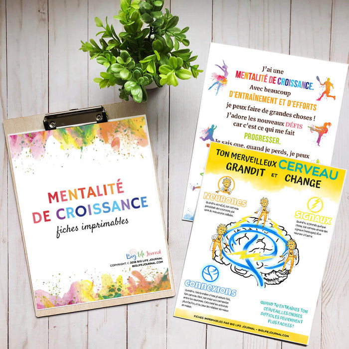 Kit PDF de fiches imprimables pour développer une mentalité de croissance (5-11 ans)