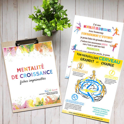 Kit PDF de fiches imprimables pour développer une mentalité de croissance (5-11 ans)
