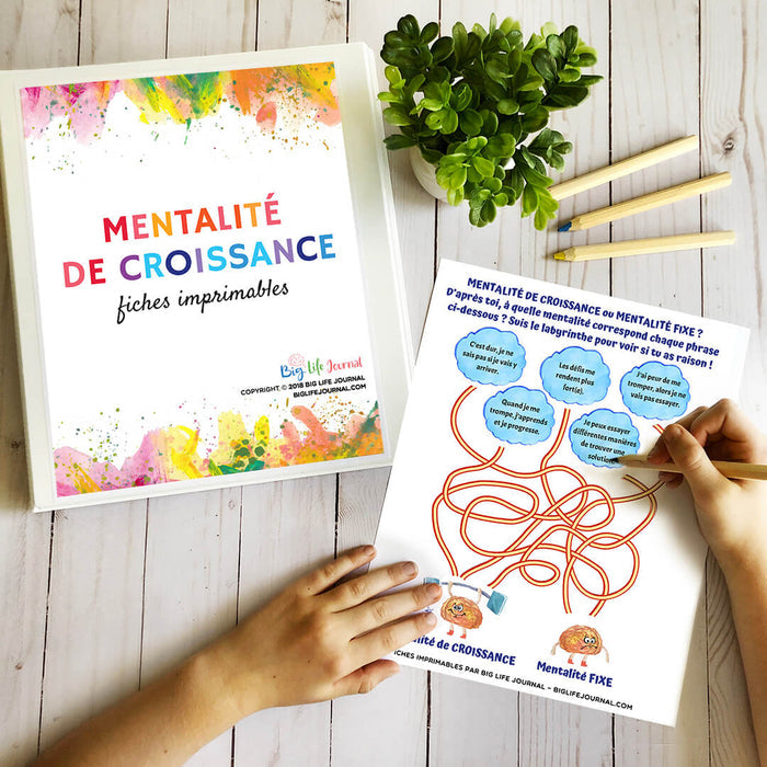 Kit PDF de fiches imprimables pour développer une mentalité de croissance (5-11 ans)