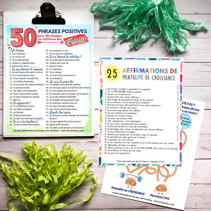 Kit PDF de fiches imprimables pour développer une mentalité de croissance (5-11 ans)