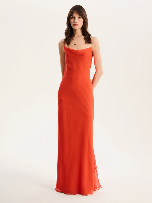 Koko Chiffon Dress in Orange