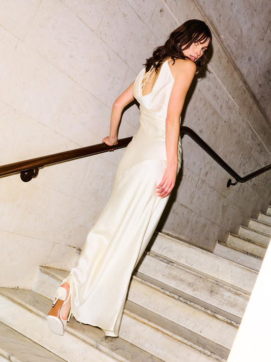 Koko Satin Dress in Ivory