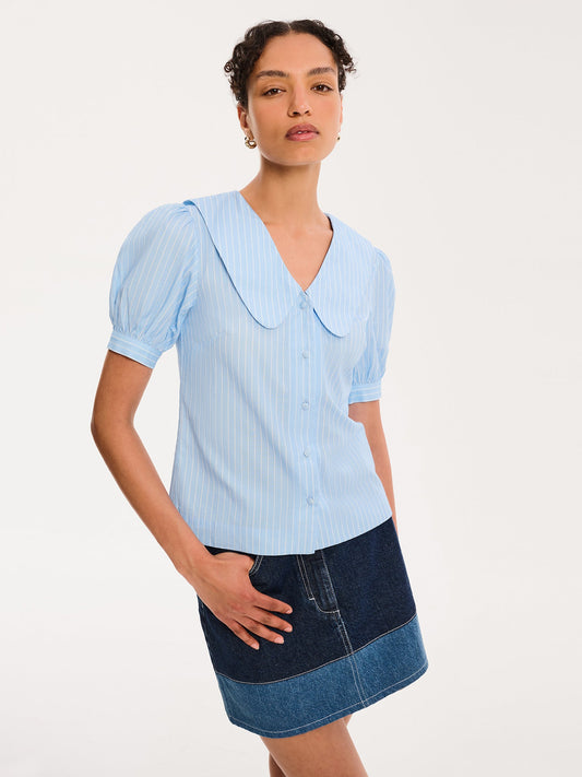 Kyra Shirt in Blue and White Stripe