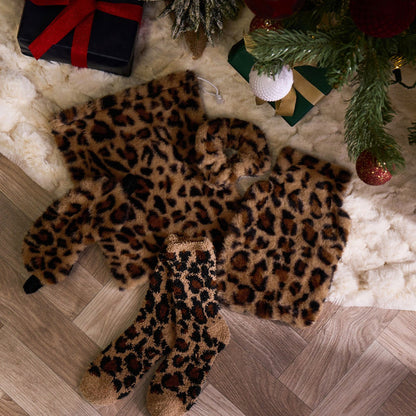Leopard Hot Water Bottle Gift Set - Natural 🇬🇧