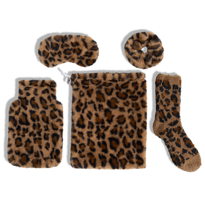 Leopard Hot Water Bottle Gift Set - Natural 🇬🇧