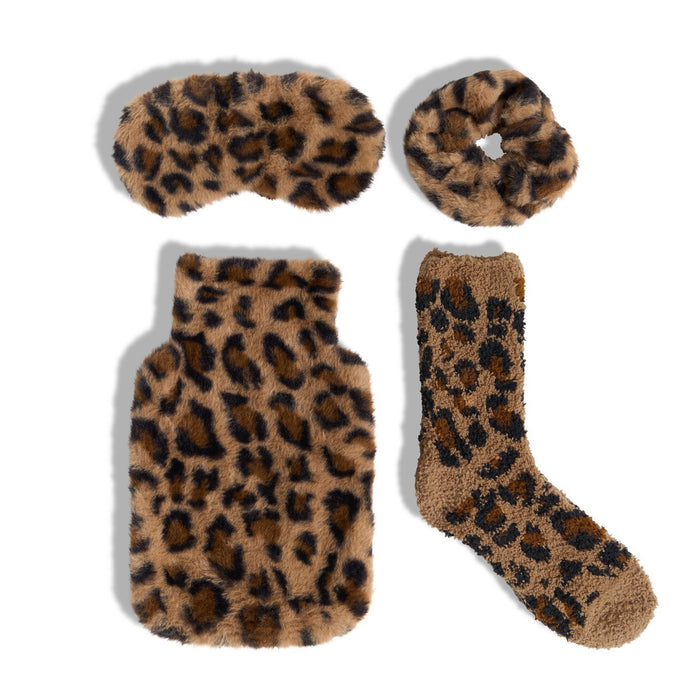 Leopard Hot Water Bottle Gift Set - Natural 🇬🇧