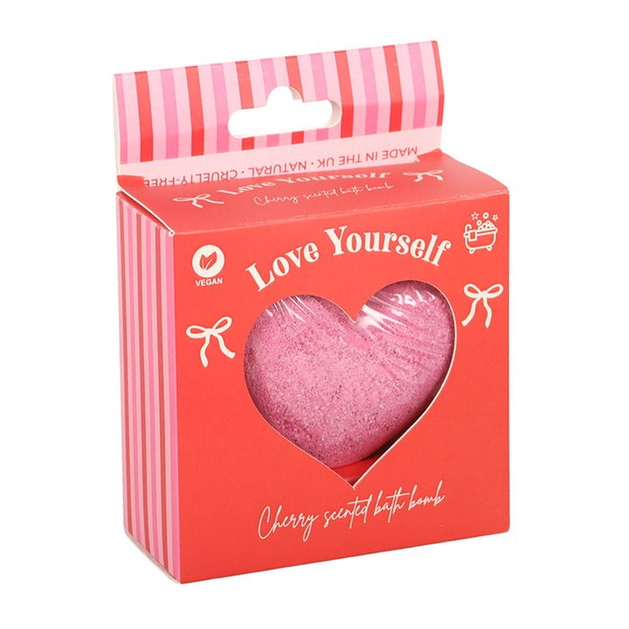 Love Yourself Heart-Shaped Cherry Bath Bomb 🇬🇧