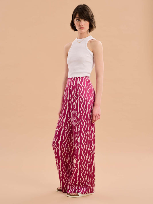 Lynx Satin Wide Leg Print Trouser