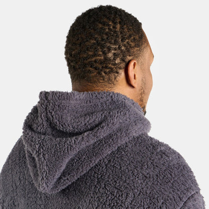 Men's Teddy Hoodie Check Pyjama Set - Burgundy 🇬🇧