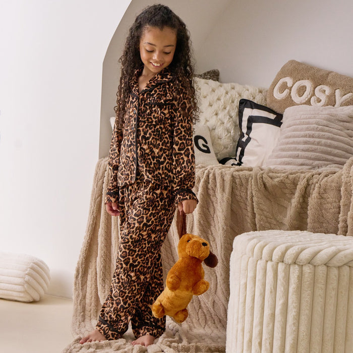 Mini Me Leopard Print Button Through Pyjama Set - Natural 🇬🇧