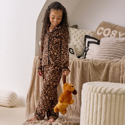 Mini Me Leopard Print Button Through Pyjama Set - Natural 🇬🇧