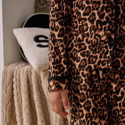Mini Me Leopard Print Button Through Pyjama Set - Natural 🇬🇧
