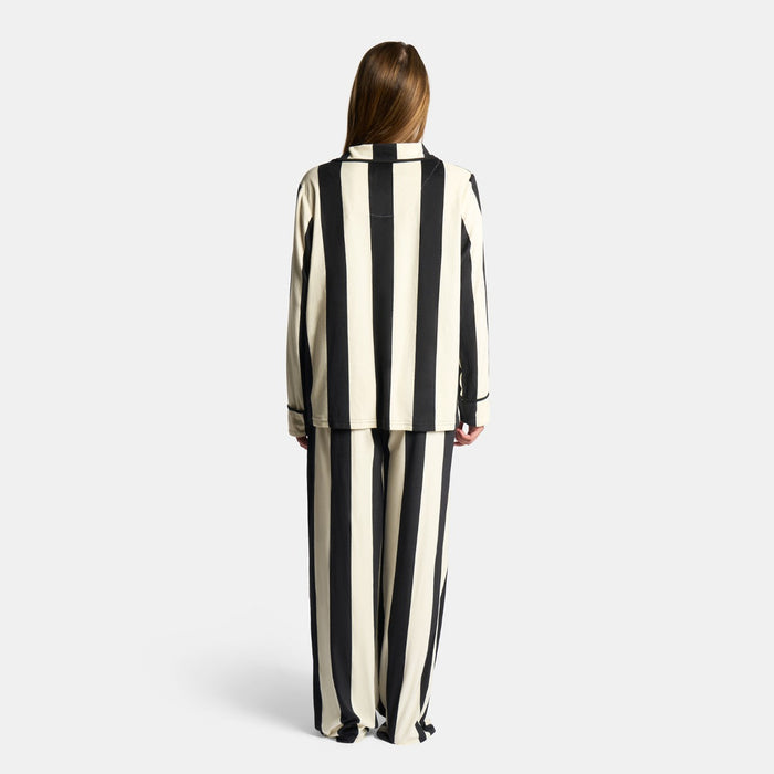 Mono Stripe Button Through Pyjama Set - Monochrome 🇬🇧